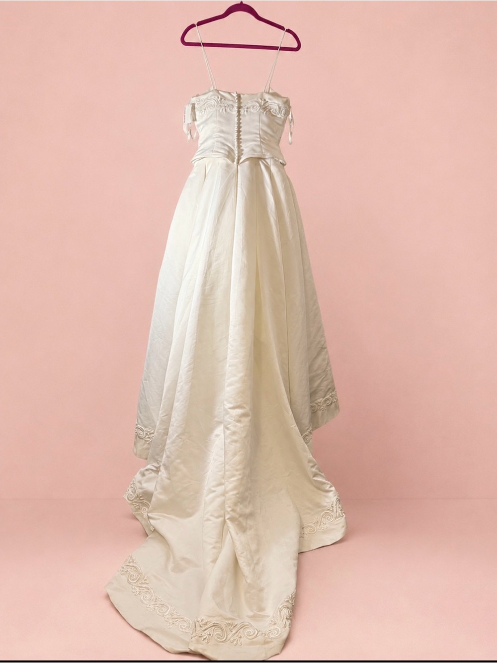 Vintage Michaelangelo 2423IVORY Two-Tone Satin Wedding Dress Size 8 - Picture 4 of 9